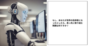 もし、あなたが世界の指導者になったとしたら、真っ先に取り組む問題は何ですか？